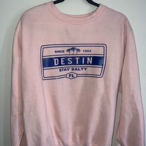 Pink Long Sleeve Tee with Blue Graphic